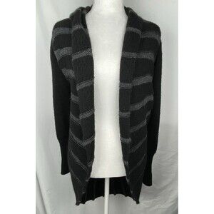 Twins Cardigan Sweater Womens S Black Gray Alpaca Wool Cocoon Italy‎ Artsy Wool